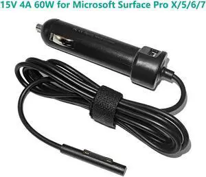 60W Dc Car Charger 15V Laptop Power Supply Adapter for Microsoft Surface Pro 5 6 7 5.1V USB Phone Charger for iPhone