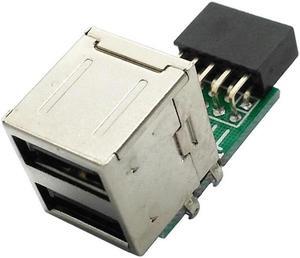 PC Host Case Internal Motherboard USB 2.0 Hub 9Pin to 2 Port USB A Female Splitter Converter PCB Board Extender Card