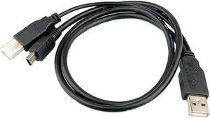 USB 2. 0 Two A Type Male To Mini usb 5 Pin Male Y Cable For 2.5" Mobile Hard Disk Drive HDD