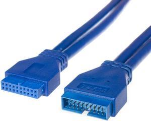 0.5M 2FT 2" USB 3.0 Motherboard 20 pin male plug to 20pin female extension cable