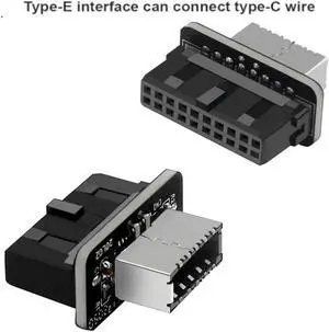 2PCS/Lot USB3.0 19PIN/20PIN To Type-E 90 Degree Adapter Chassis Front Type E 10Gbps Plug-In Port for Computer Motherboard