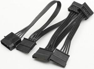 4Pin Female IDE Molex PC Computer Hard Drive 1 to 5 SATA Splitter Power Supply Adapter Converter Cable Cord Black