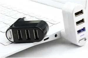 Yuanxin YXH-20 3 Port High Speed 480M/s USB 2.0 HUB Rotatable For Laptop PC Computer Plug Black&White