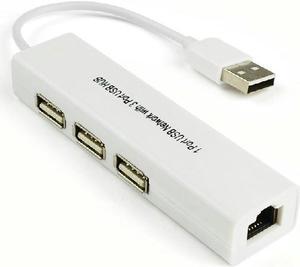 USB to RJ45 Lan Card Ethernet Network Adapter Cable 3 Port Hub 2 in 1 Win7 8 XP