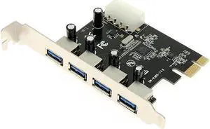 Superspeed 5Gbps 4 ports USB 3.0 PCIe Control Card / PCI Express to USB3.0 Converter Adapter Via Chip win10