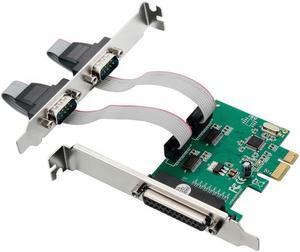 PCIe to 2 PORTS RS-232 Serial Port COM & DB25 Printer Parallel port converter card WCH382L Chipset