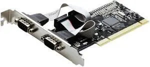 PCI to 2 Ports RS232 Serial Port COM DB9 9Pin Serial Card Expansion Controller Adapter Chipset ASIX/AX9865 for Desktop Computer
