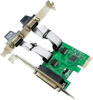 PCIe to 2 Ports DB9 RS232 Serial  DB25 LPT Converter card AX99100 Chipset