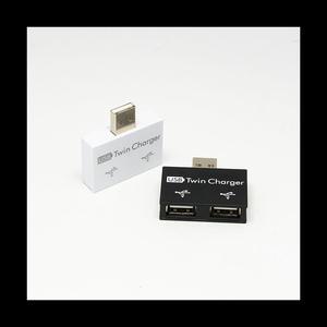 Portable Mini USB Hub To 2 Port Charger Hub Adapter USB Splitter Dual USB Charging Extender for Phone Computer White
