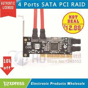 1pcs 4 Port SATA PCI CONTROLLER RAID CARD 4 SATA SERIAL ATA PCI CONTROLLER RAID I/O CARD PC+Cable