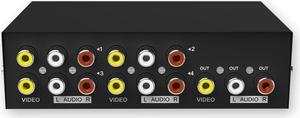 4 Port AV Switcher RCA switch Audio Video Selector 4 Input 1 Output Audio and video switche MT-431AV