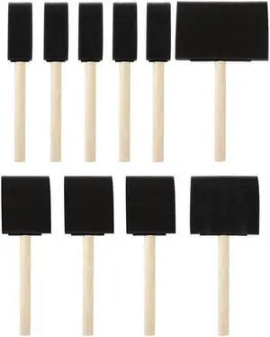 Foam Brush Painting Sponge Tool with Hardwood Handles Pack of 10