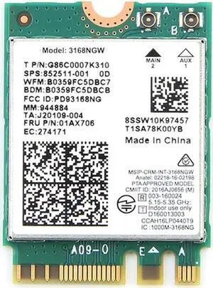 Dual Band Wireless For  3168 3168NGW 433Mbps Bluetooth 4.2 802.11Ac NGFF Network Card