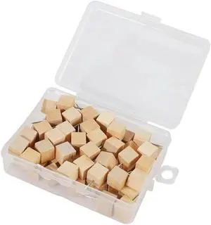 60pcs Square Wood Decorative Push Pins, Wood Head and Steel Needle Point Thumb Tacks for Photos, Maps and Cork Boards
