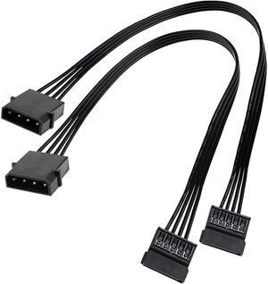 Molex IDE 4 Pin Male to 15 Pin Female SATA Power Converter Adapter Cable Hard Drive HDD SSD Power Extension Cable,2 Pack