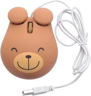 1000 Dpi Wired Optical Gaming Mouse Cute Bear Animal Mouse Usb For Pc Laptop Game Console Brown Plastic