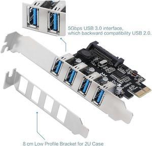 4 Ports USB 3.0 to PCI Express Expansion Card USB 3.0 PCI-e Controller Hub for Desktop PC with 8 cm Low Profile Bracket pcie hub