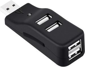 4 Port USB Hub, Mini USB 2.0 Data Hub Splitter Small Portable, for PC, Laptop, Notebook PC, MacBook XPS, IMac and More