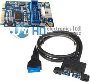 Mini PCIe a dual USB adaptador 3.0 Mini PCI-e a 19 Pin USB3.0 header converter +19 P USB jefe femenino a 2 USB3.0 spiltter cable