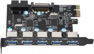 PCIE To 7 ports USB3.0 hub PCI-E Expansion PCI Express Card Adapter SATA supply 4pin internal 19pin  VLA chispet