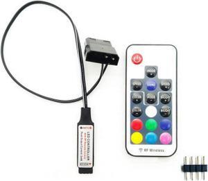 Computer Fan Lighting Effect Controller,5V 3-Pin/12V 4-Pin RGB Fan Equipment Wire Control/Remote Controller with On/Off