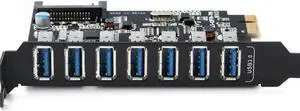 PCIE 7 Ports USB3.0 Hub Express Card Expansion Card by PCI-Express Adapter Support  Win10