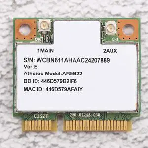 AR9462 AR5B22 WB222 Half Mini Pcie 300Mbps+Bluetooth4.0 WLAN Wireless Card