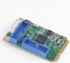 Mini PCI-e to  4x USB3.0 expansion Card USB 3.0 to Mini PCI express Converter card 2 ports (19/20pins) Socket