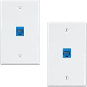 2-Pack 1 Port Ethernet Wall Plate, RJ45 Cat6 Female to Female Jack Inline Coupler Face Plates, 1-Port