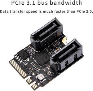 IOCREST M.2 ngff to sata 3 adapter card A Key and E key to 2 Ports SATA 6Gb/s adapter card 2230mm size free driver