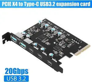 PCIE X4 To USB 3.2 10Gbps Gen2 3 Port Type C Expansion Card Dual USB A + Three TypeC Adapter Converter Chip ASM3142 With VL822