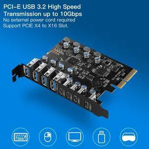 High-speed 20Gbps PCIE X4 to USB 3.2 Expansion Card for Desktop - 4 Type-A and 4 Type-C USB Ports