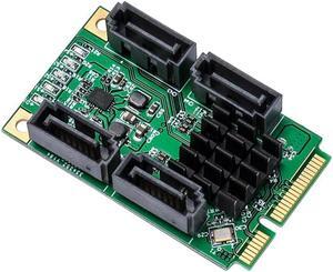 IOCREST 4 Port SATA III 6G Mini PCI Express Marvel 88SE9215 Controller Card