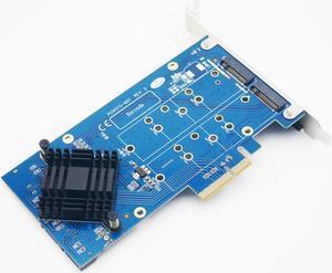 PCIe x4 to 2 PORTS SATA 3.0 + B key NGFF(m.2) RAID Card HyperDuo SATA port multiplier 88SE9230 SATA3.0 WIN10 Expanding heat sink