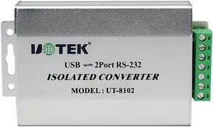UT-8102 USB to 2 Ports RS-232 Converter with Isolation asynchronous win10