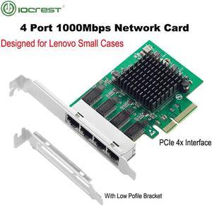 IOCREST PCIe x4 4 Ports Gigabit Ethernet Network Card 10/100/1000Mbps Quad NIC Realtek 8111H Chips for PC Server