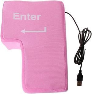 1Pcs Big USB Enter Key Anti Stress Button Decompression Computer Any Vent Pillows Desktop Pillow for Programmer, Pink