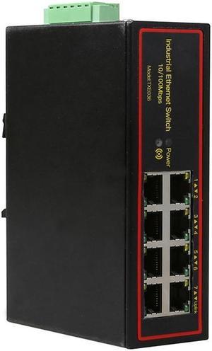 Industrial 8 port ethernet LAN switch 100M DOUBLE DC POWER high and low temperature SURGE PROTECTION