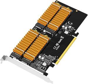 MAIWO KCSSD10 PCIE X16 Adapter Card M.2 NVMe Protocol 4 port MKEY SSD Solid-State Drive Array Cooling Adapter Card