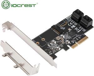 IOCREST Internal 4 Port Non-Raid SATA III 6GB/S with M.2 B-Key 22x42 Pci-E X4 Controller Card for Desktop PC Support SSD and HDD