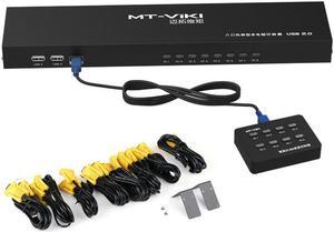 8 Port Smart KVM Switch Manual Key Press VGA USB Wired Remote Extension Switcher 1U Console with Cable 801UK-L