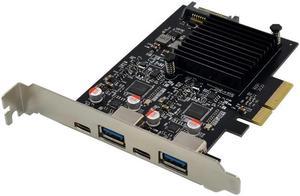 PCI-E PCI Express 4X To 4 USB 3.1 Gen 2 (10 Gbps) 2 Port Type C 2 Port Type A Expansion Card ASM3142 Chip Windows/Linux 40Gbps