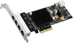 4 Quad Port I350 RJ45 POE Network Card PCI-E PCIe 4X Network Adapter 10/100/1000Mbps