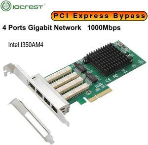 Bypass Gigabit Ethernet 4 Port RJ45 PCI E 4X To Server Desktop Gigabit Network Card  HUB RJ45 Adapter for I350AM4 1000Mbps