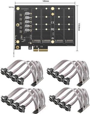 IOCREST PCIe X4 Expansion Card 4 M.2 NVMe to 32 RS232 DB9 Serial Ports Extender Adapter Support Non-Bifurcation Motherboard