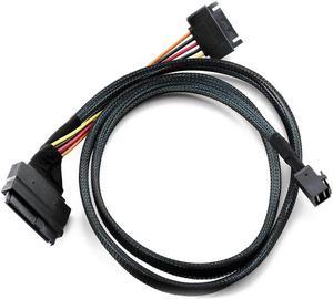 Built-in 12G Mini SAS HD to U.2 / SFF-8643 to SFF-8639 Cable 0.5M with 15-Pin SATA Power Supply, Suitable for U.2 SSD