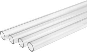 Computer Water-Cooled Petg Transparent Hard Tube None Chamfer Link Tube, 16mm Od, 12mm Id,500mm Length, Clear, 4-Pack