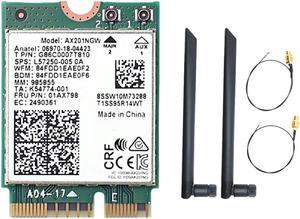 AX201NGW Card with Dual Antenna 2.4 Ghz+5Ghz 6 3000Mbps M.2 CNVio2 Bluetooth 5.1 Adapter for Win10