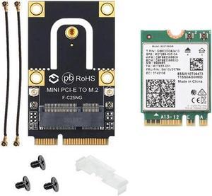 M.2 to Mini PCI-E Adapter with 6E AX210 Wireless Card 5374Mbps 802.11AX 2.4G/5Ghz/6Ghz BT5.2, Mini PCIE AX210