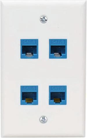 Ruth's sister Ethernet Wall Plate 4 Port Wall Plate Female-Female Compatible With For Cat7/6/6E/5/5E Ethernet Devices -Blue